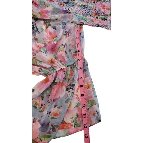 Lost & Wander Off The Shoulder Blouse Top Women's MEDIUM Blue Green Purple NEW - Picture 5 of 11